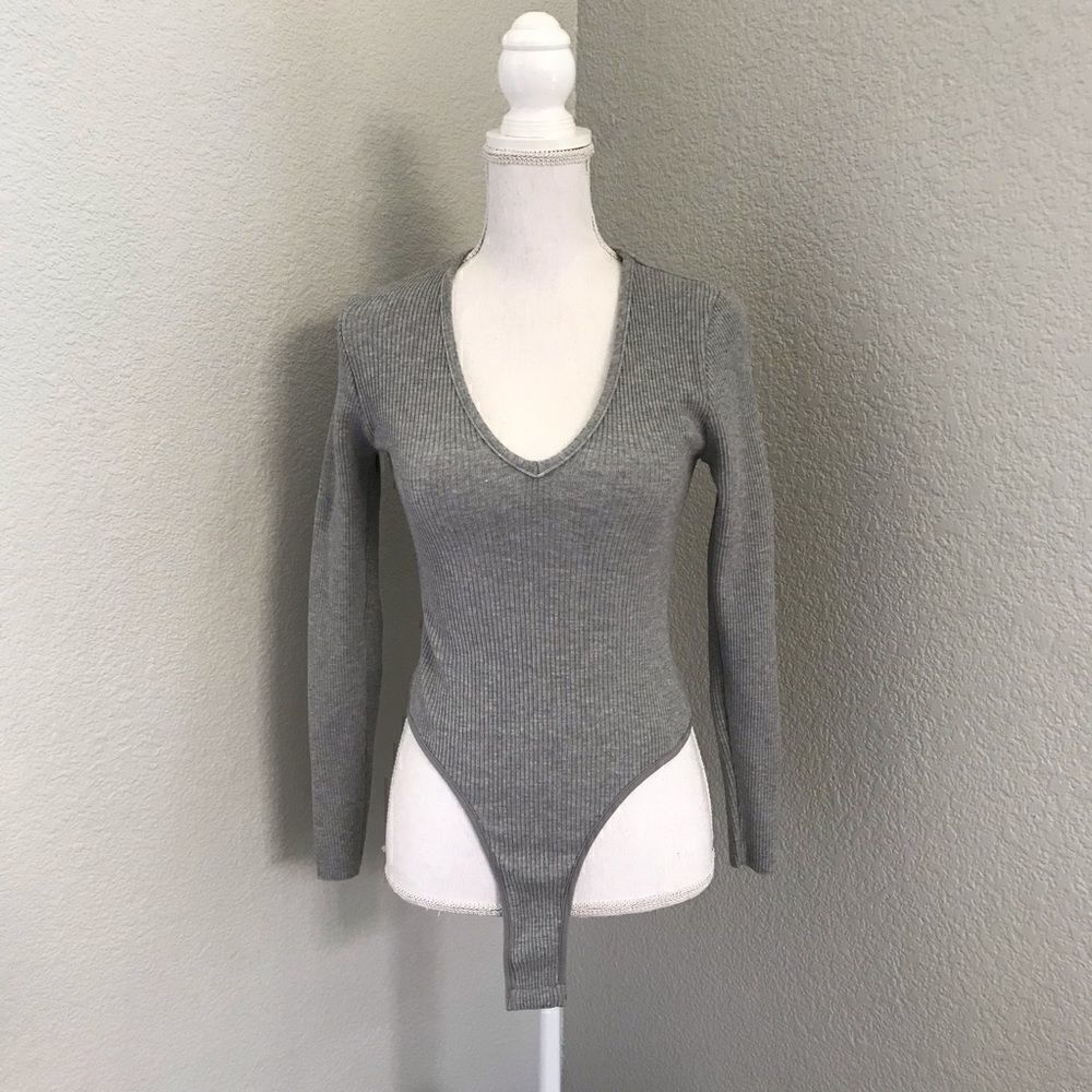 Nova Vintage Gray Ribbed Bodysuit